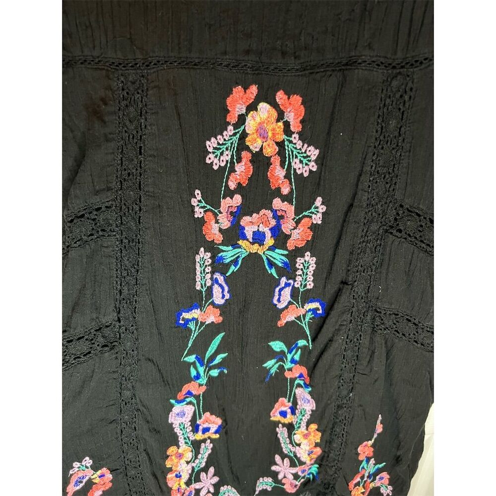 Free People Women's M Black Embroidered Shift Dress Party Cocktail - Picture 7 of 12